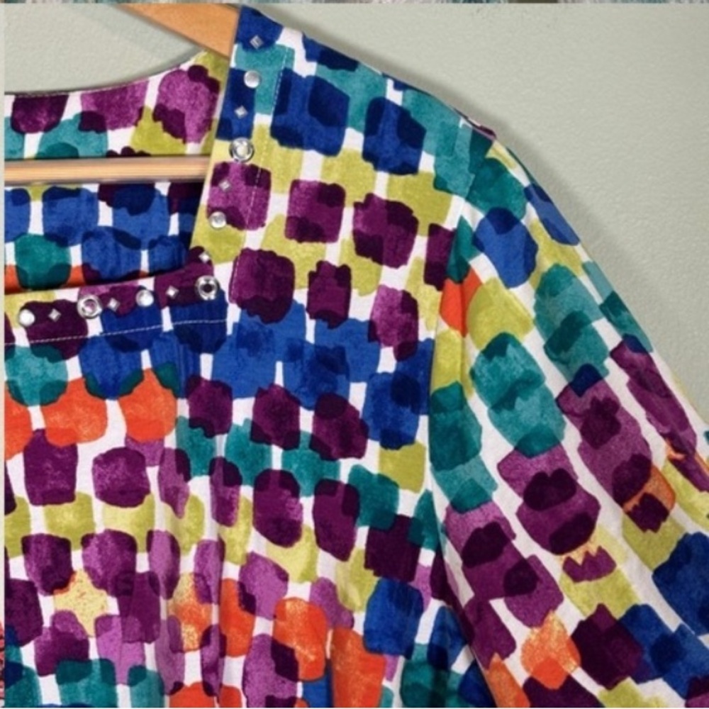 Alfred Dunner Multicolor Abstract Dot Print Blouse